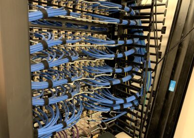 Backside of network patch panels